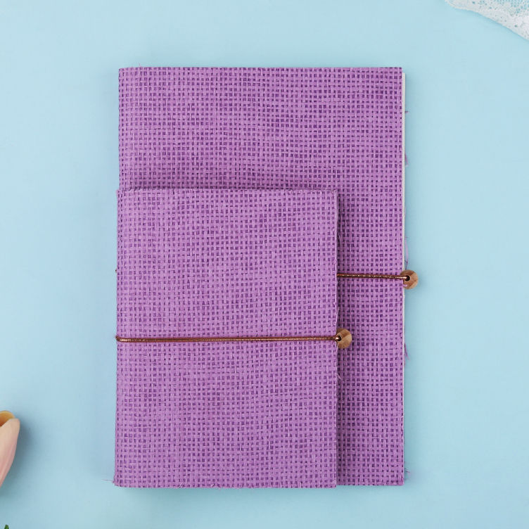 Weaved paper soft cover notebook with elastic band/bead