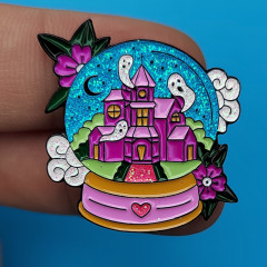 Glitter Pins, custom pins can add flash powder for free