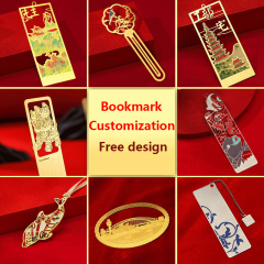 Bookmarks, custom produced metal bookmarks in a variety of sizes and shapes,free designs and samples