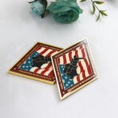 Rhombus-double-side challenge coins with hard enamel and epoxy