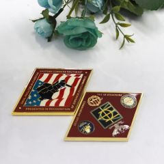 Rhombus-double-side challenge coins with hard enamel and epoxy
