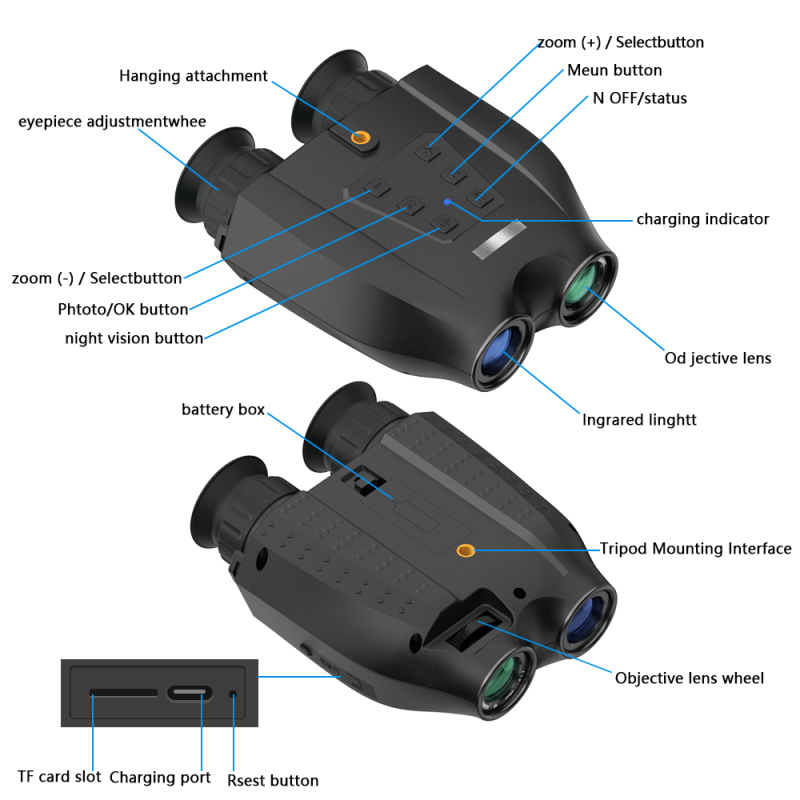 DT99 Naked Eye 3D 2.5K helmet head mount 300m view in dark 8X zoom Infrared night vision binoculars hunting night vision goggles