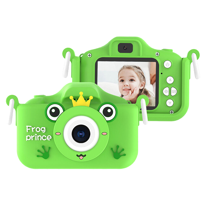 Cartoon frog prince Dual lens Mini Selfie kids Camera Children camera 1080P 2inches Screen with game as toy gift to baby
