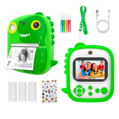 New Arrival Dinosaur Silicone Protective Cover 1080P Digital Selfie Camera 2.4-inch IPS screen Instant Print Kids Camera