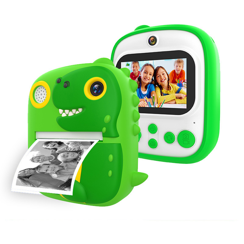 New Arrival Dinosaur Silicone Protective Cover 1080P Digital Selfie Camera 2.4-inch IPS screen Instant Print Kids Camera