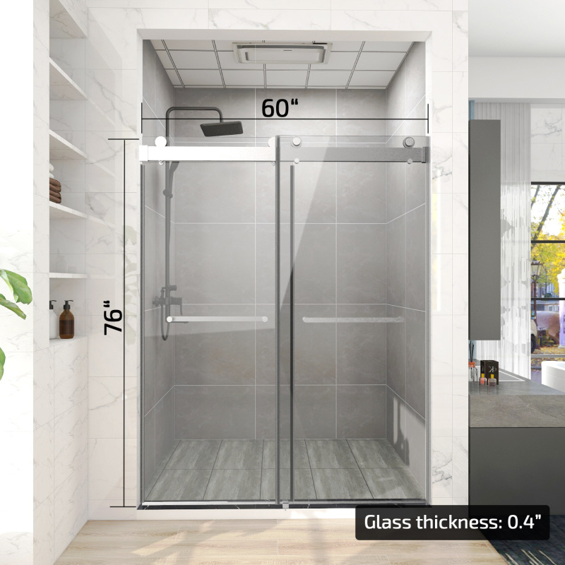 HHKDBS13 Freestanding Double Sliding Frameless Shower Enclosure