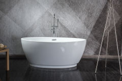BT2016-55  55" Oval Contemporary Design Acrylic Flatbottom  SPA Tub  Bathtub in White