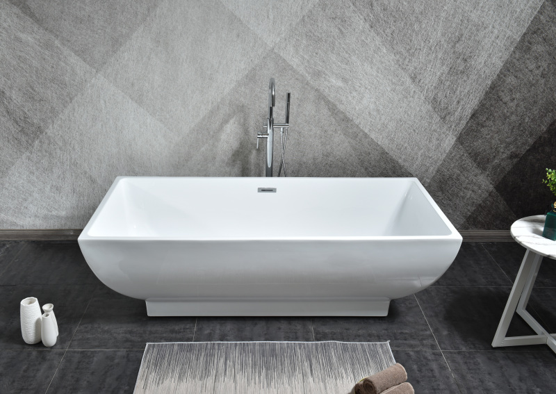 HHK1465-70 Freestanding 70 in. Contemporary Design Acrylic Flatbottom  SPA Tub  Bathtub in White