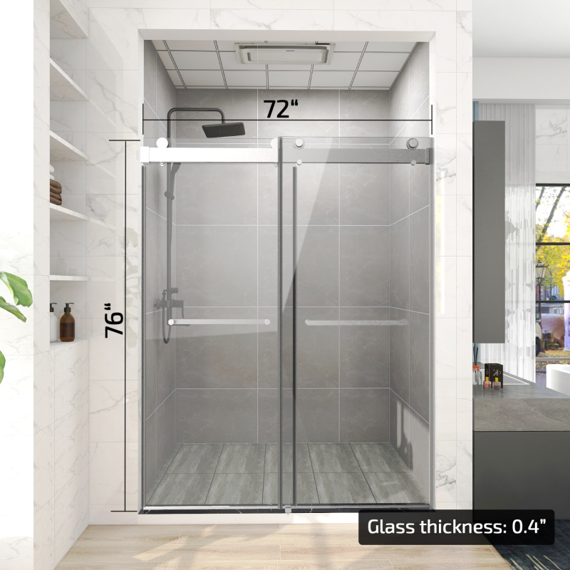 HHKDBS13 Freestanding Double Sliding Frameless Shower Enclosure