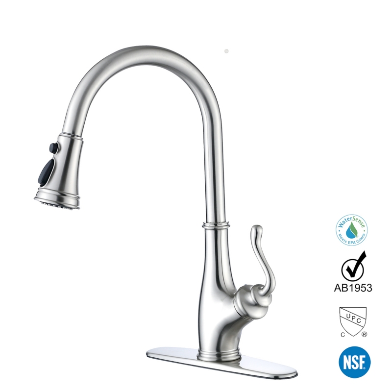 F80812BN Single Handle Pull Down Sprayer Kitchen Sink Faucet