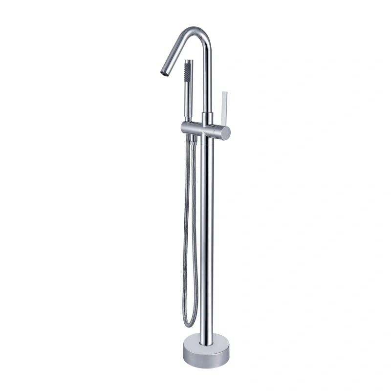 FF034/FF034BB/FF034BN/FF034MB/FF034ORB/FF034VB High Arch Chrome Single Handle Bathtub Filter with Handheld Shower Freestading Faucet