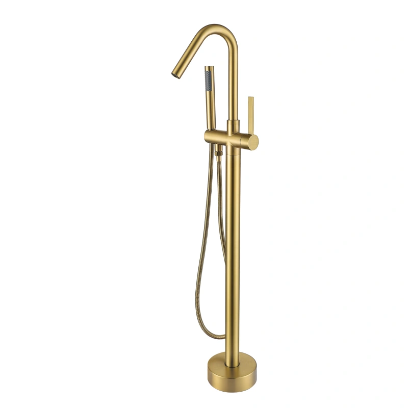 FF034/FF034BB/FF034BN/FF034MB/FF034ORB/FF034VB High Arch Chrome Single Handle Bathtub Filter with Handheld Shower Freestading Faucet