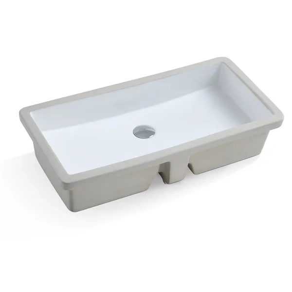 UB2814 White Ceramic Rectangular Undermount Bathroom Sink