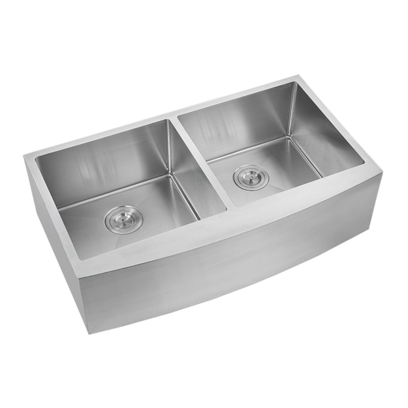 HFE3320 Stainless Steel  33'' L x 20'' W Double Bowl Sink Handmade Farmhouse Apron Kitchen Sink without workstation