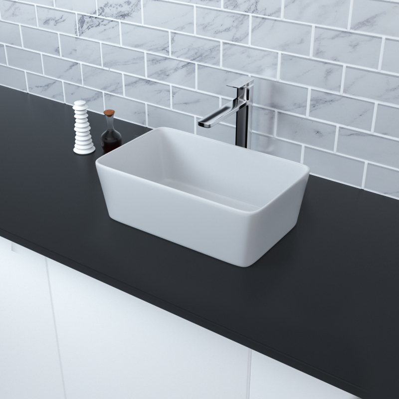 AB19155 19 in. Topmount Bathroom Sink Basin in White Ceramic