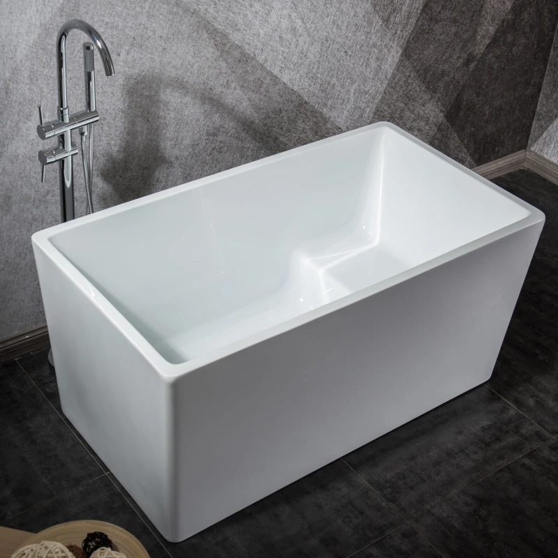 BT2036-43S Freestanding 43 in. Contemporary Design Acrylic Flatbottom  Soaking Tub  Bathtub in White