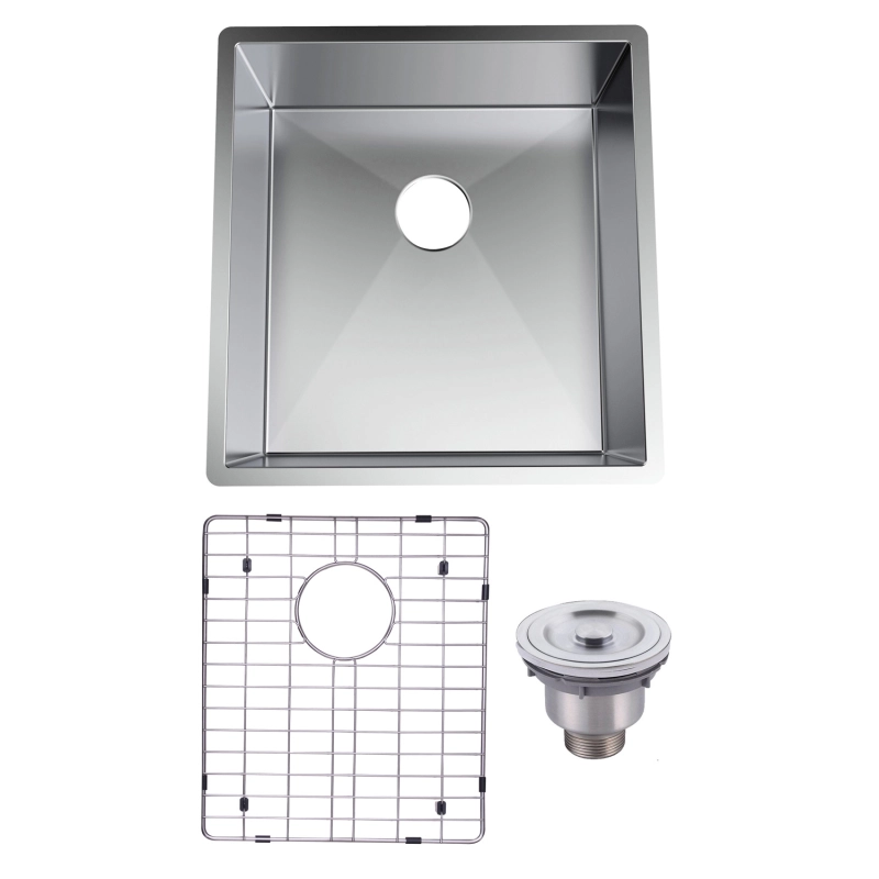 HRS1718GS Stainless Steel 18 Gauge  17'' L x 18'' W Single Bowl Undermount Workstation Kitchen Sink with grid and strainer