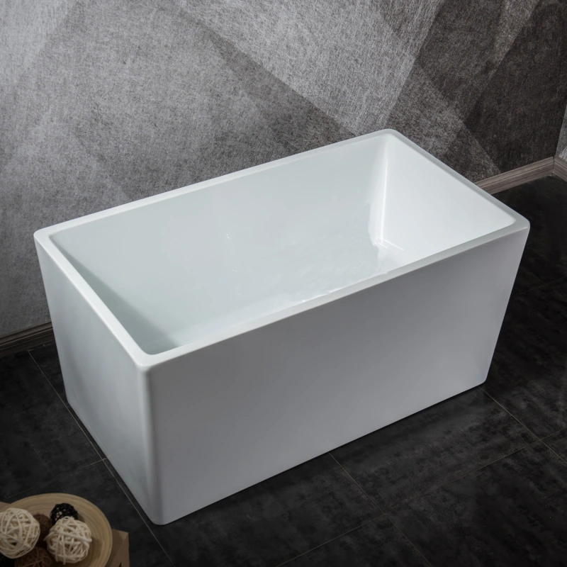 BT2037-43 Freestanding 43 in. Contemporary Design Acrylic Flatbottom  Soaking Tub  Bathtub in White