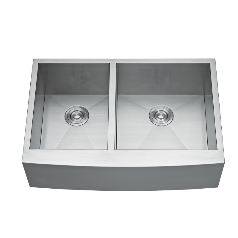 HFD3320 Stainless Steel 33'' L x 20'' W Double Bowl Sink Handmade Farmhouse Apron Kitchen Sink without workstation