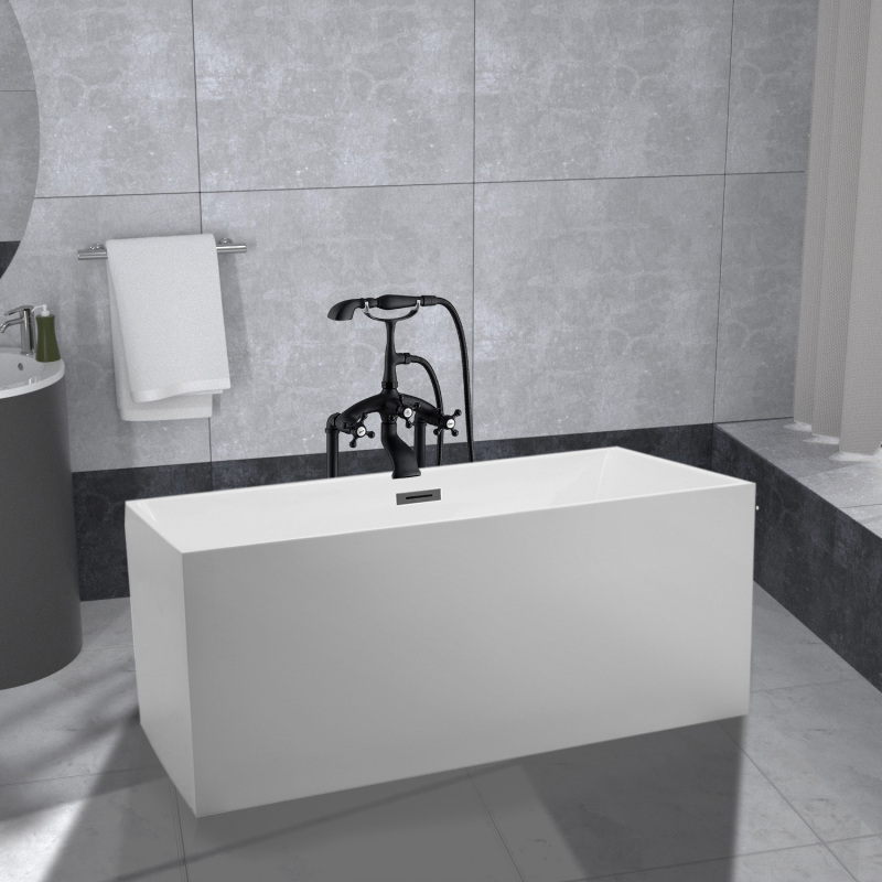 BT2109-51 Freestanding 51 in. Contemporary Design Acrylic Flatbottom Soaking Tub  Bathtub in White