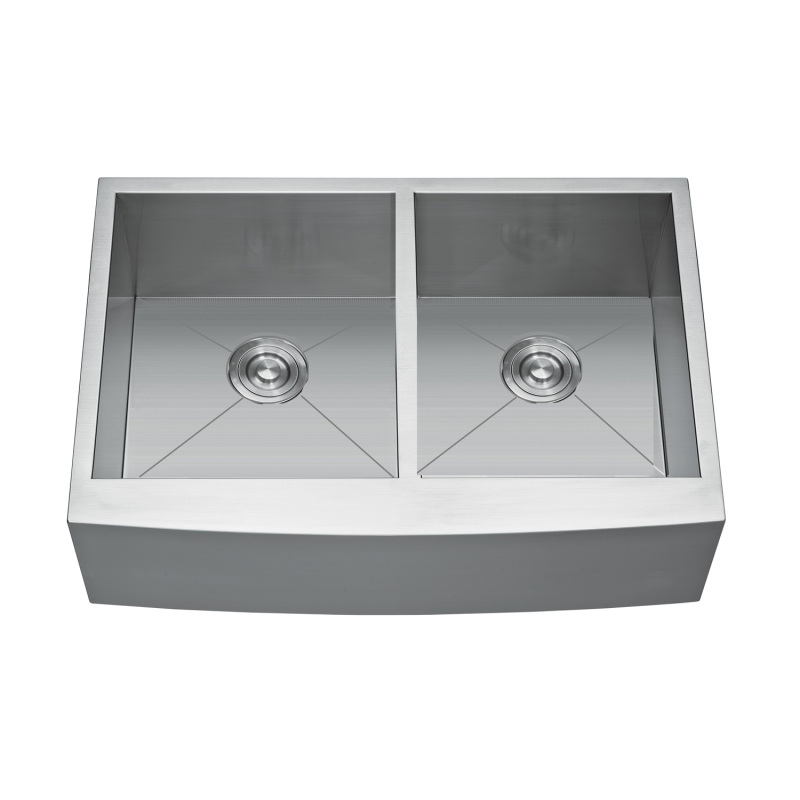 HFE3020 Stainless Steel 30 in. Double Bowl Sink Handmade Farmhouse Apron Kitchen Sink without workstation