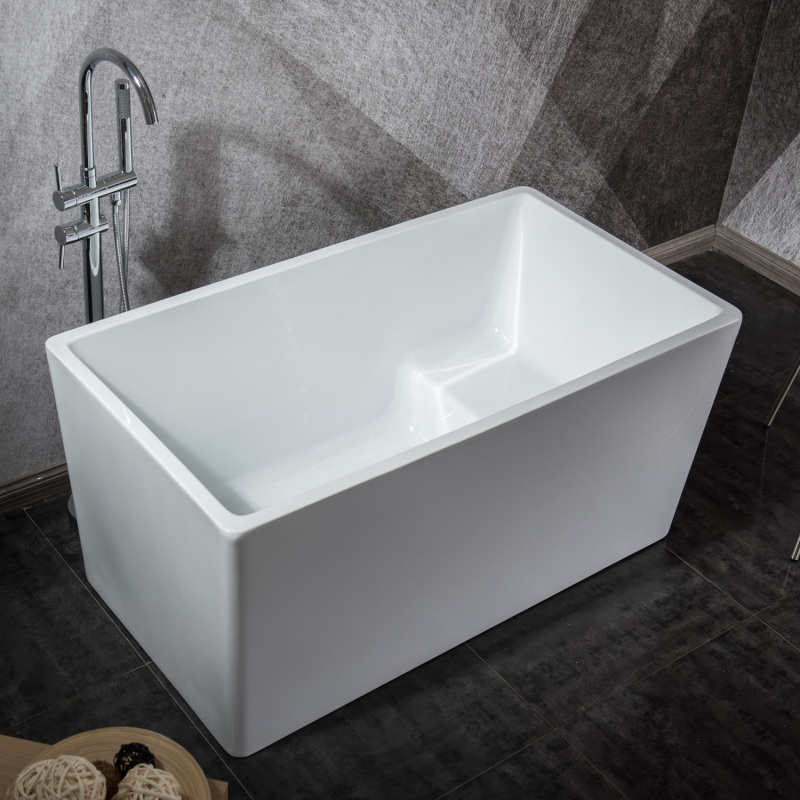 BT2038-47S Freestanding 47 in. Contemporary Design Acrylic Flatbottom  Soaking Tub  Bathtub in White