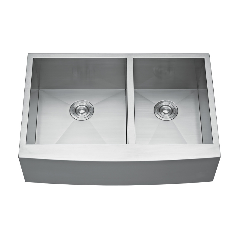 HFD3020RS Stainless Steel 30'' L x 20'' W Double Bowl Sink Handmade Farmhouse Apron Kitchen Sink without workstation