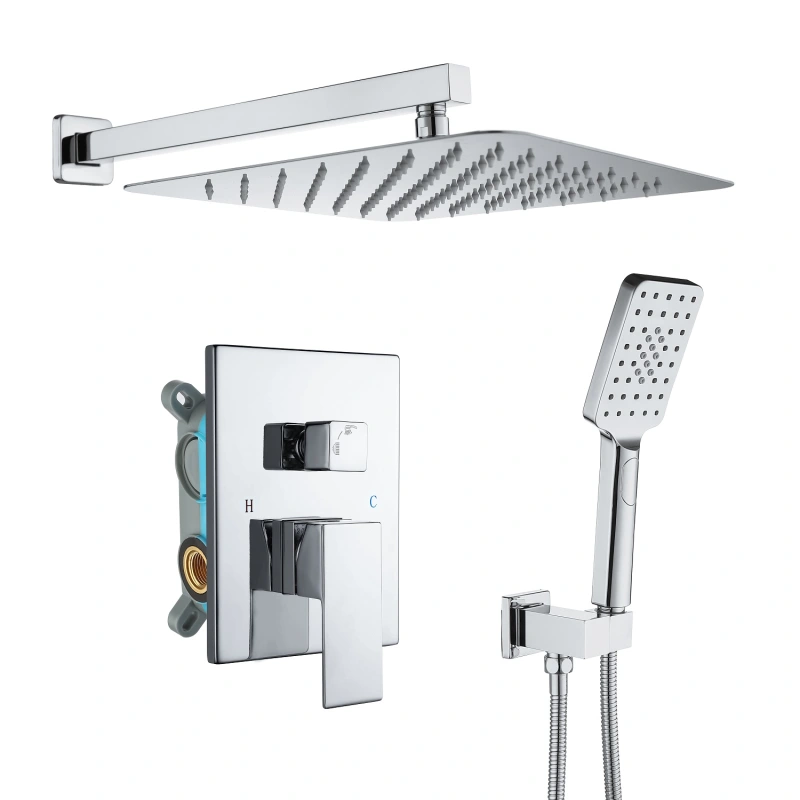 98102-10CP/ 98102-10H/98102-10BN  10 Inches  Bathroom Ultra-Luxury Rainfall Shower Head/Handheld Combo. Convenient Push-Button Flow Control Button for easy one-handed operation. Switch flow settings with the same hand! Premium Chrome