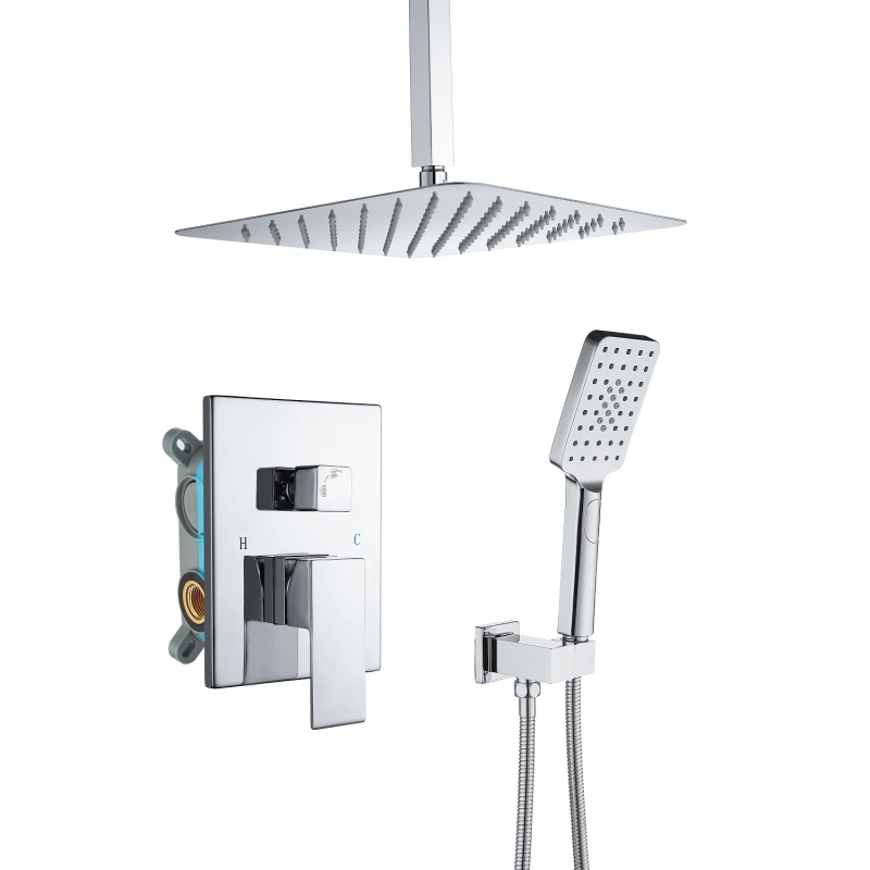 98105-12CP/ 98105-12H 12 Inches Ceiling Mount Bathroom Ultra-Luxury Rainfall Shower Head/Handheld Combo. Convenient Push-Button Flow Control Button for easy one-handed operation. Switch flow settings with the same hand