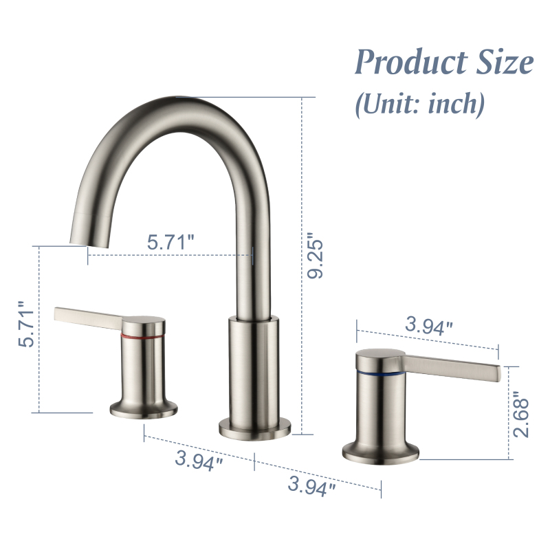 1512BL/ 1512BG/ 1512BN  Widespread Bathroom Faucet
