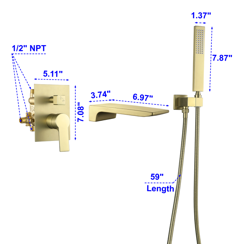 88020BL/ 88020BG/ 88020BN Bathtub Shower Set