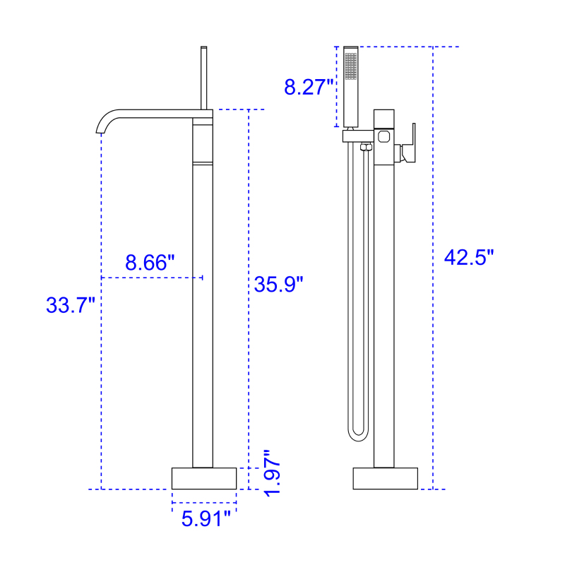 18004BL/ 18004BG/ 18004BN Floor Bathtub Faucet