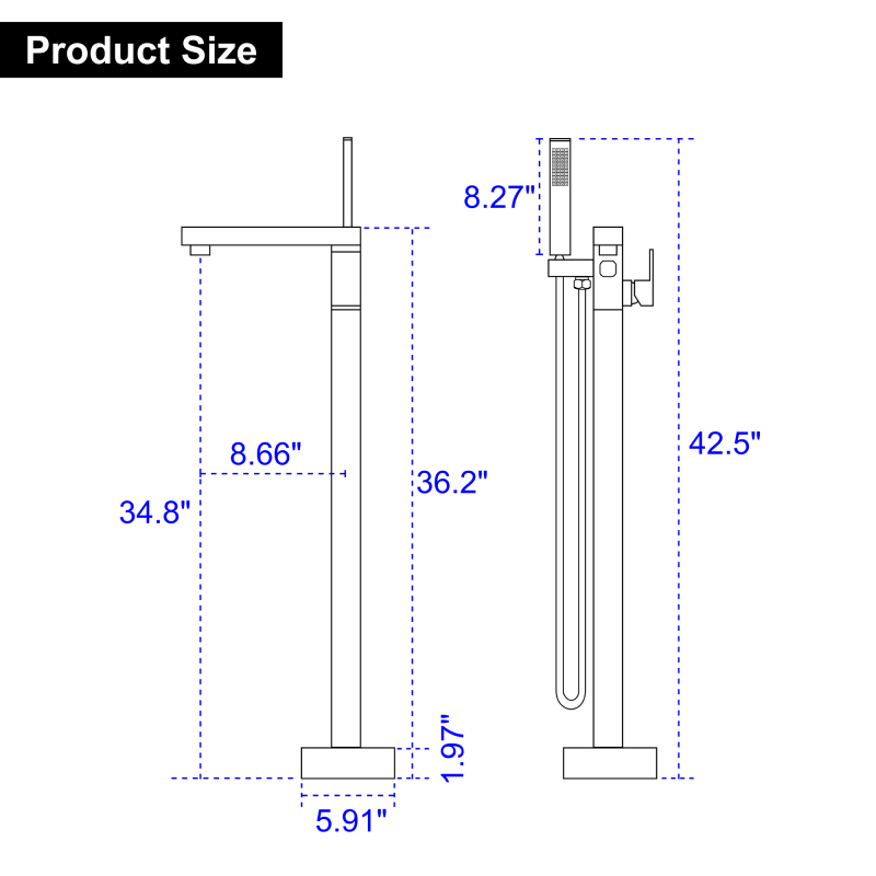 18007BL/ 18007BG/ 18007BN Floor Bathtub Faucet