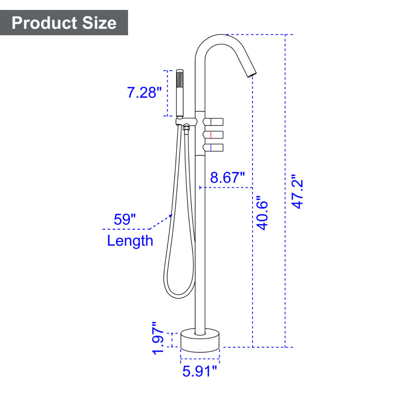 18013BL/ 18013BG Floor Bathtub Faucet