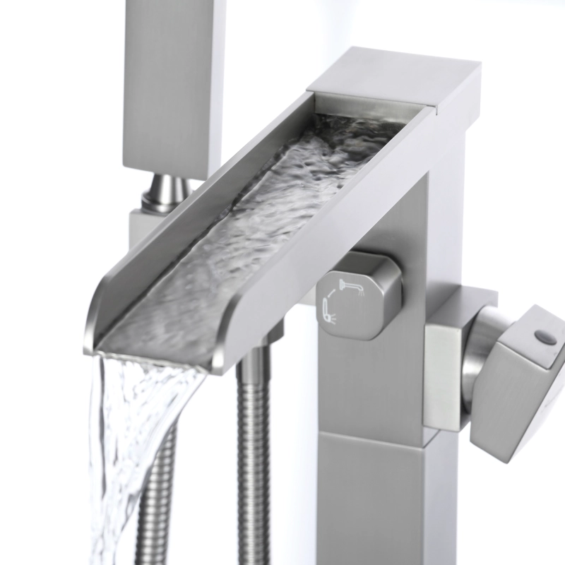 18037BL/ 18037BG/ 18037BN   Single Handle Floor Mounted Freestanding Tub Filler with Hand Shower