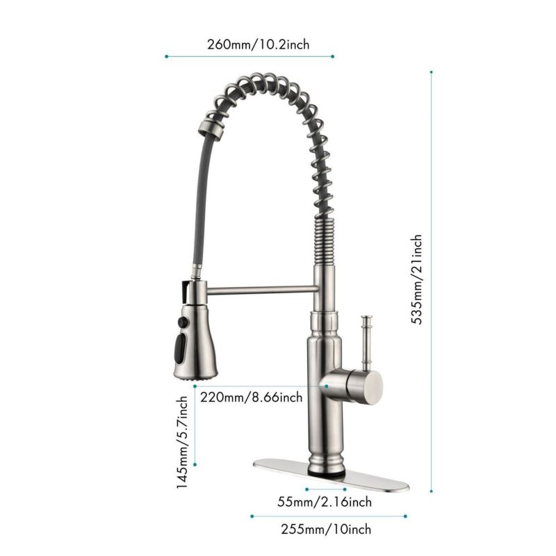 HK94027MB02-8/ HK94027NS02-8 Kitchen Faucets Commercial  Single Handle Single Lever Pull Down Sprayer Spring Kitchen Sink Faucet