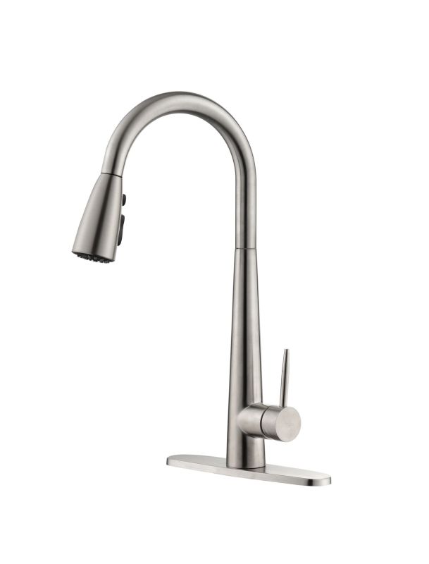 K-4012-BG/ K-4012-MB/ K-4012-NS Gold Kitchen Faucets with Pull Down Sprayer, Kitchen Sink Faucet with Pull Out Sprayer, Fingerprint Resistant, Single Hole Deck Mount, Single Handle Copper Kitchen Faucet,