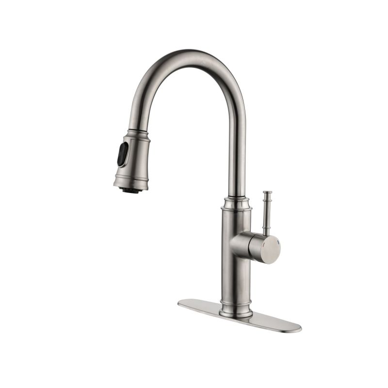 K-9029Y-NS-8 Single Handle High Arc Pull Out Kitchen Faucet,Single Level Stainless Steel Kitchen Sink Faucets with Pull Down Sprayer