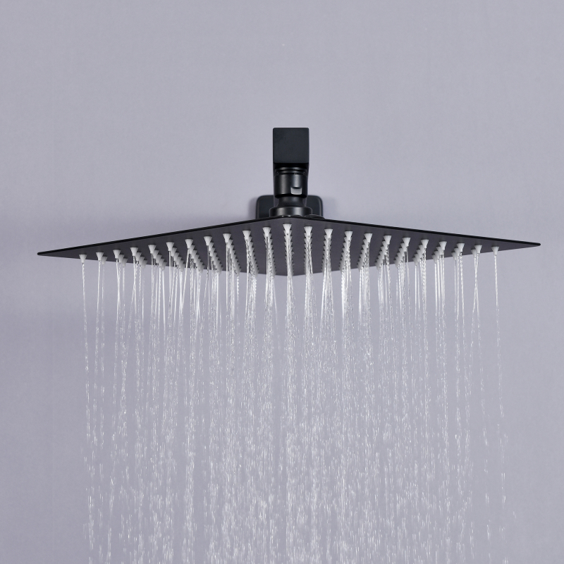 USA-SH-002 12-inch square three-function black shower set