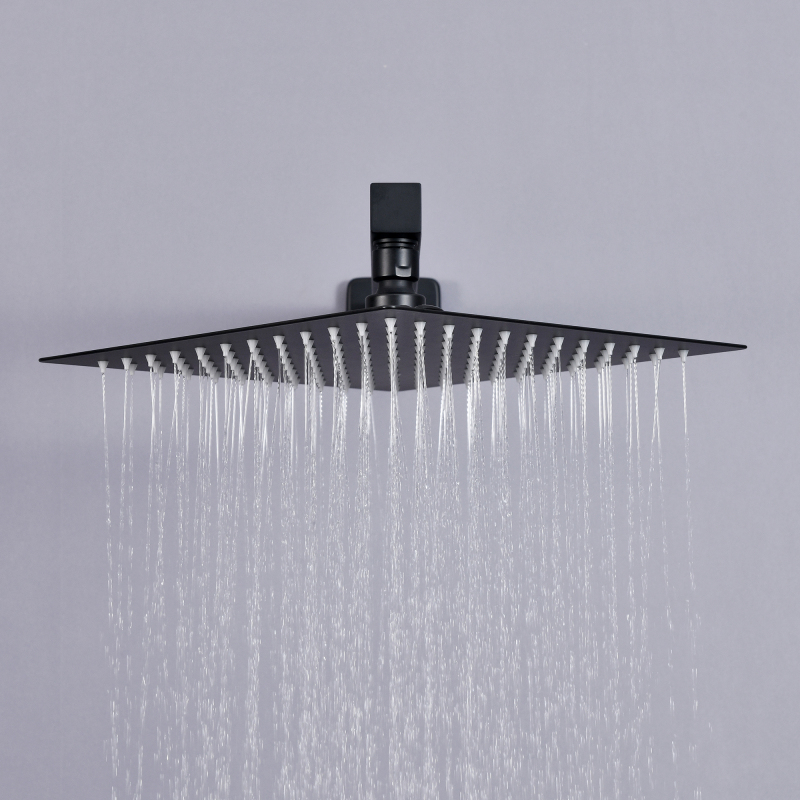 USA-SH-006 12-inch square two-function black shower set