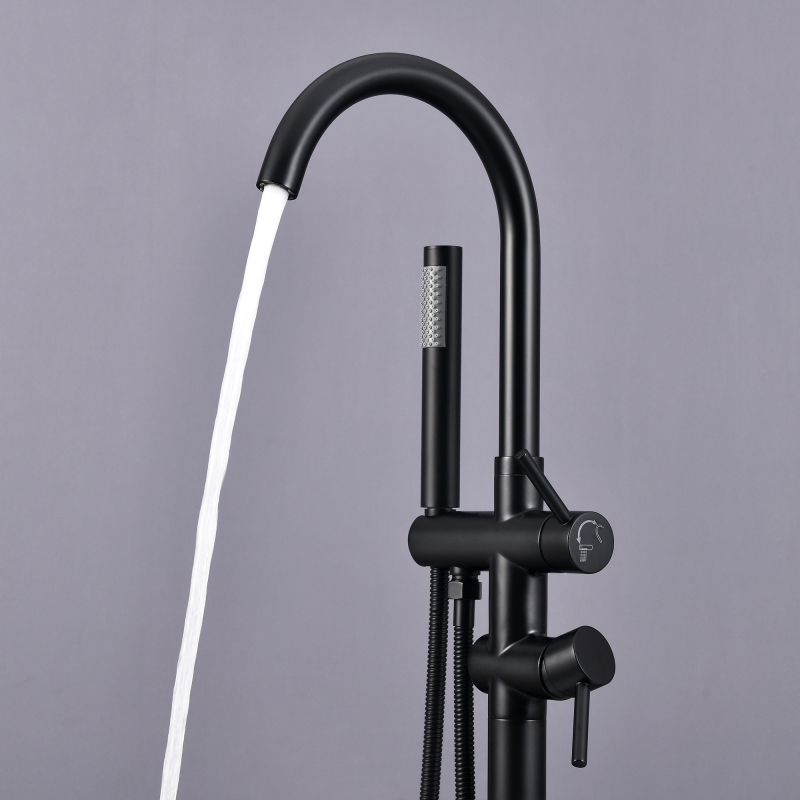 USA-TU-002 Freestanding Tub Faucet with Handheld Shower Head Matte Black