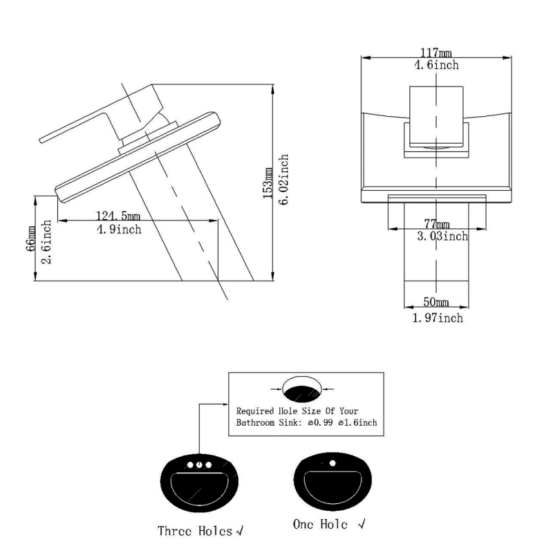 HK12-3243767 Waterfall Single Hole Single-Handle Low-Arc Bathroom Faucet With Glass Spout In Matte Black