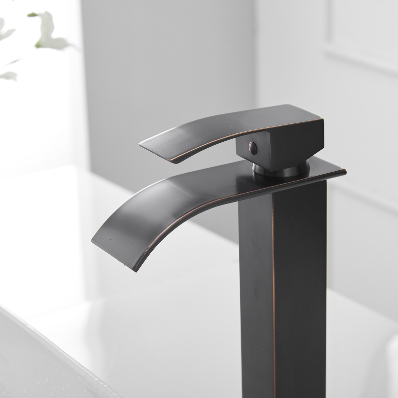 HK12-3247244 Waterfall Single Hole Single Handle Bathroom Vessel Sink Faucet With Pop-up Drain Assembly in Oil Rubbed Bronze