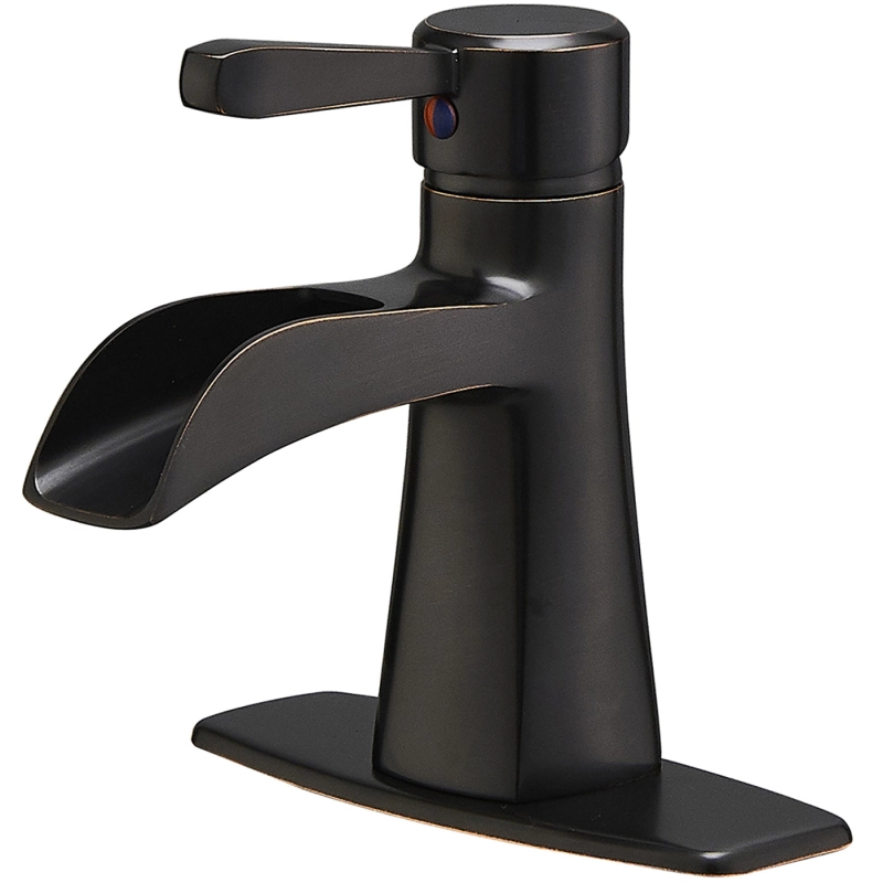 HK12-3247270 Waterfall Single Hole Single-Handle Low-Arc Bathroom Sink Faucet With Pop-up Drain Assembly In Oil Rubbed Bronze