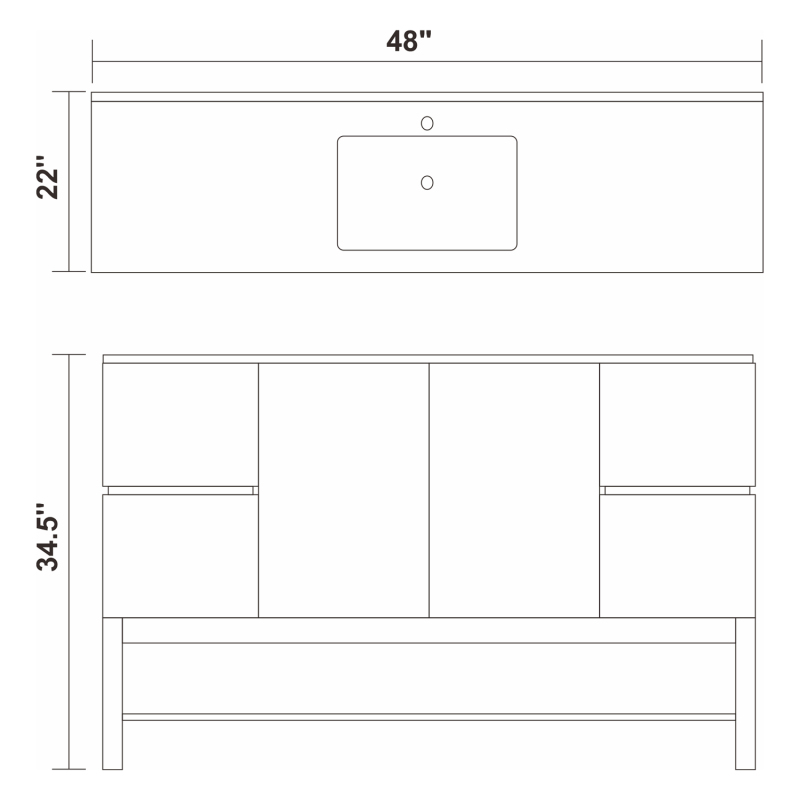 V4-48E Bathroom Vanity Base Only