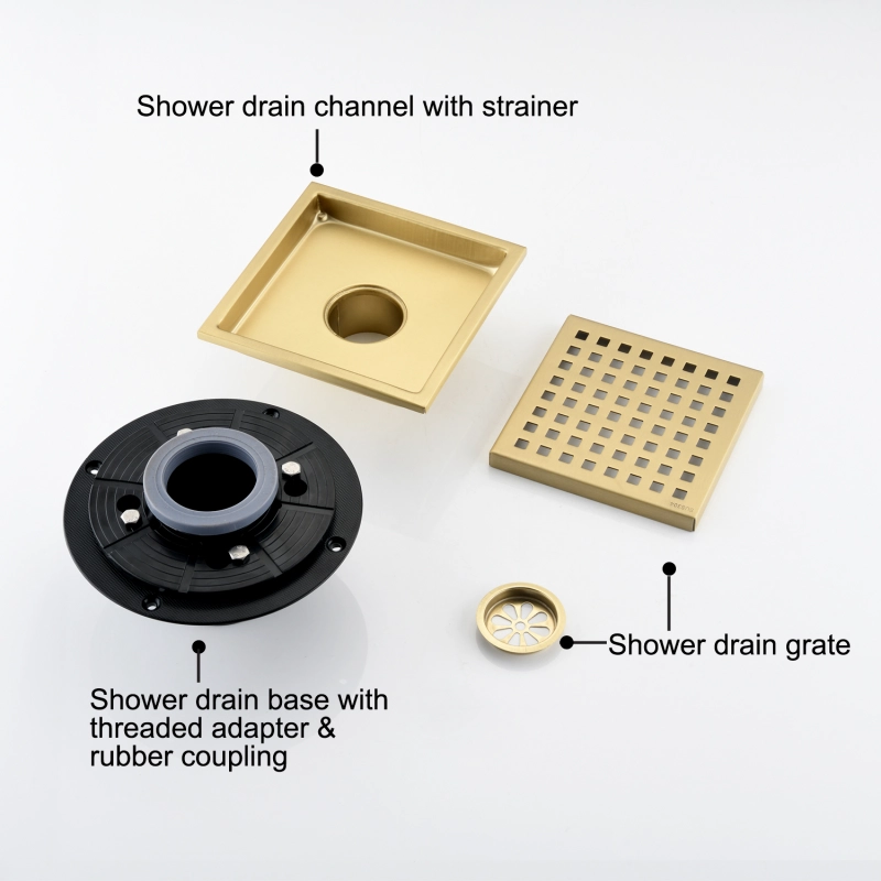 TH-FD106BG 6 Inch Square Shower Floor Drain