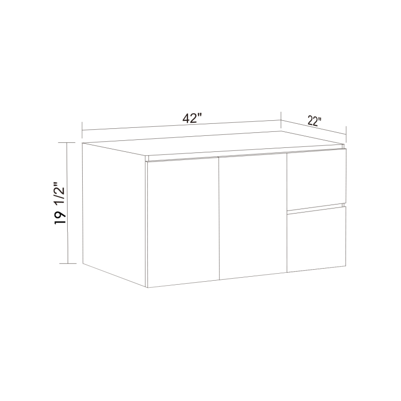 V4-42E base wall mounted bathroom vanity base only