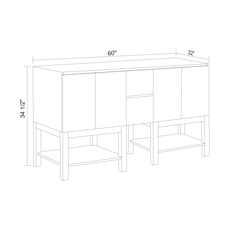 V4-60E   bathroom vanity base only