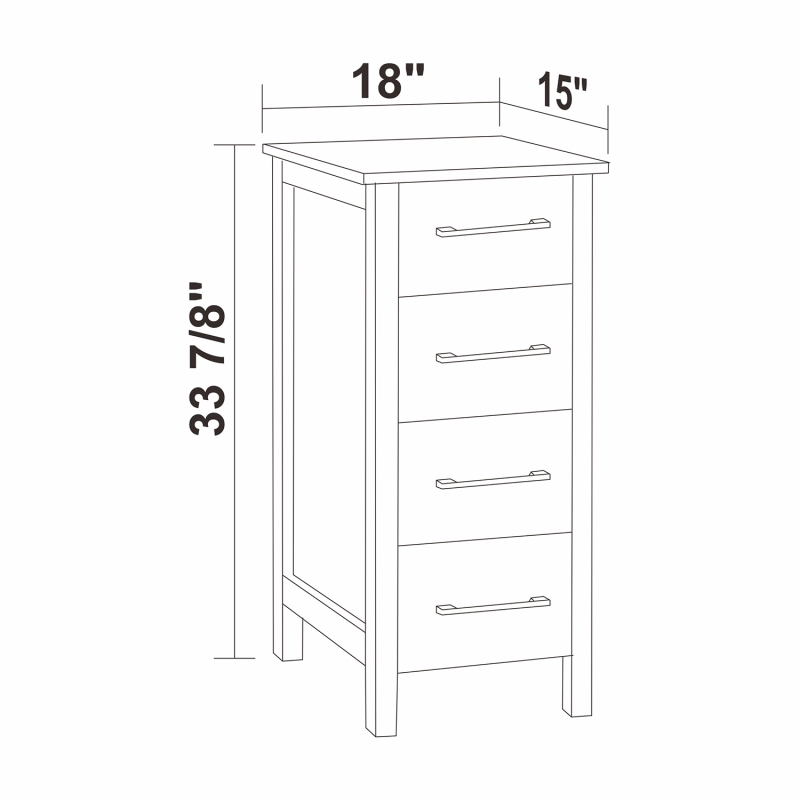 18'' x 15'' x 33.88'' VS3D-15E/VS3D-15W/VS3D-15G/VS3D-15T Linen Cabinet