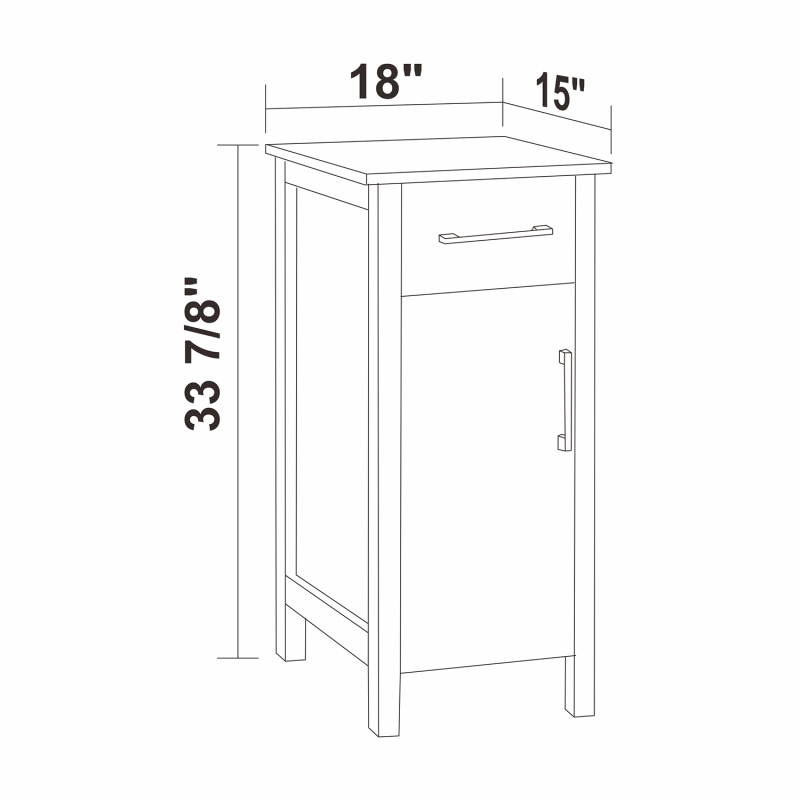 18'' x 15'' x 33.88'' VS1D-15E/VS1D-15W/VS1D-15G/VS1D-15T Linen Cabinet